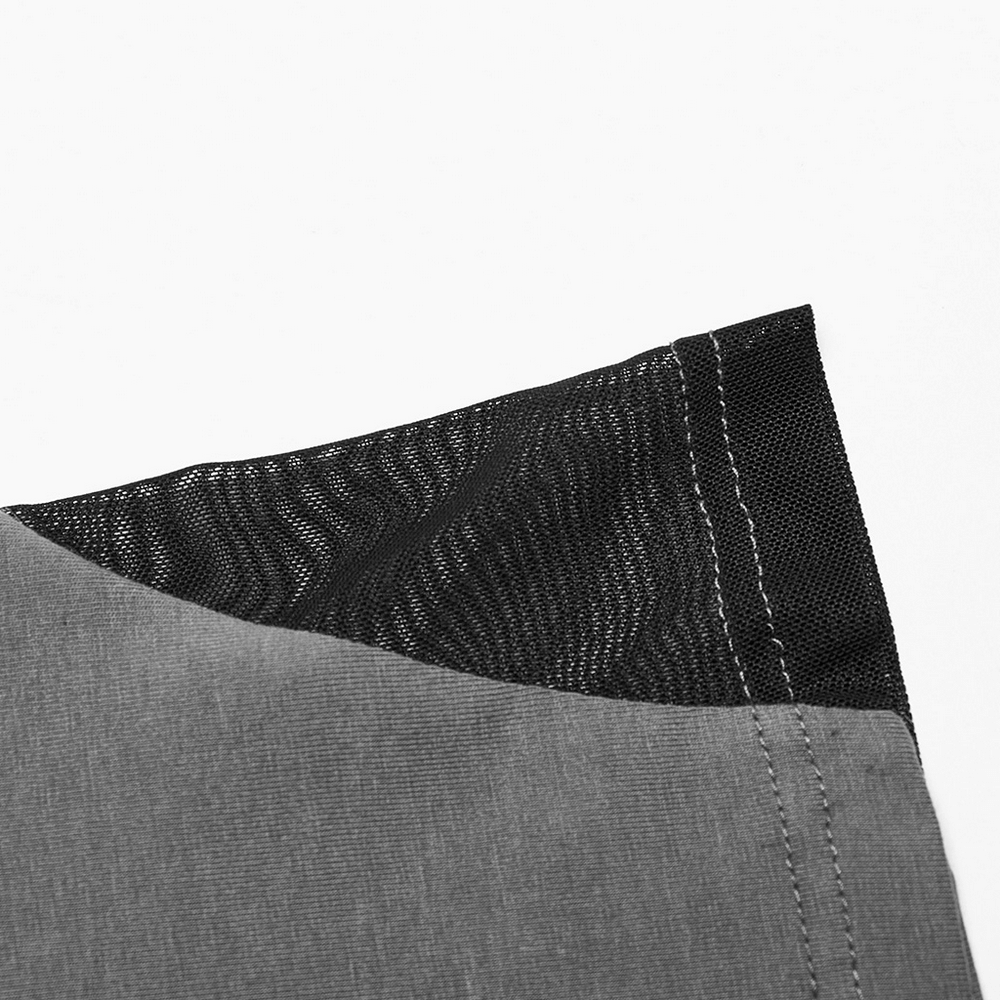 Close-up of the mesh back detail on a reversible dragon print halterneck camisole top.