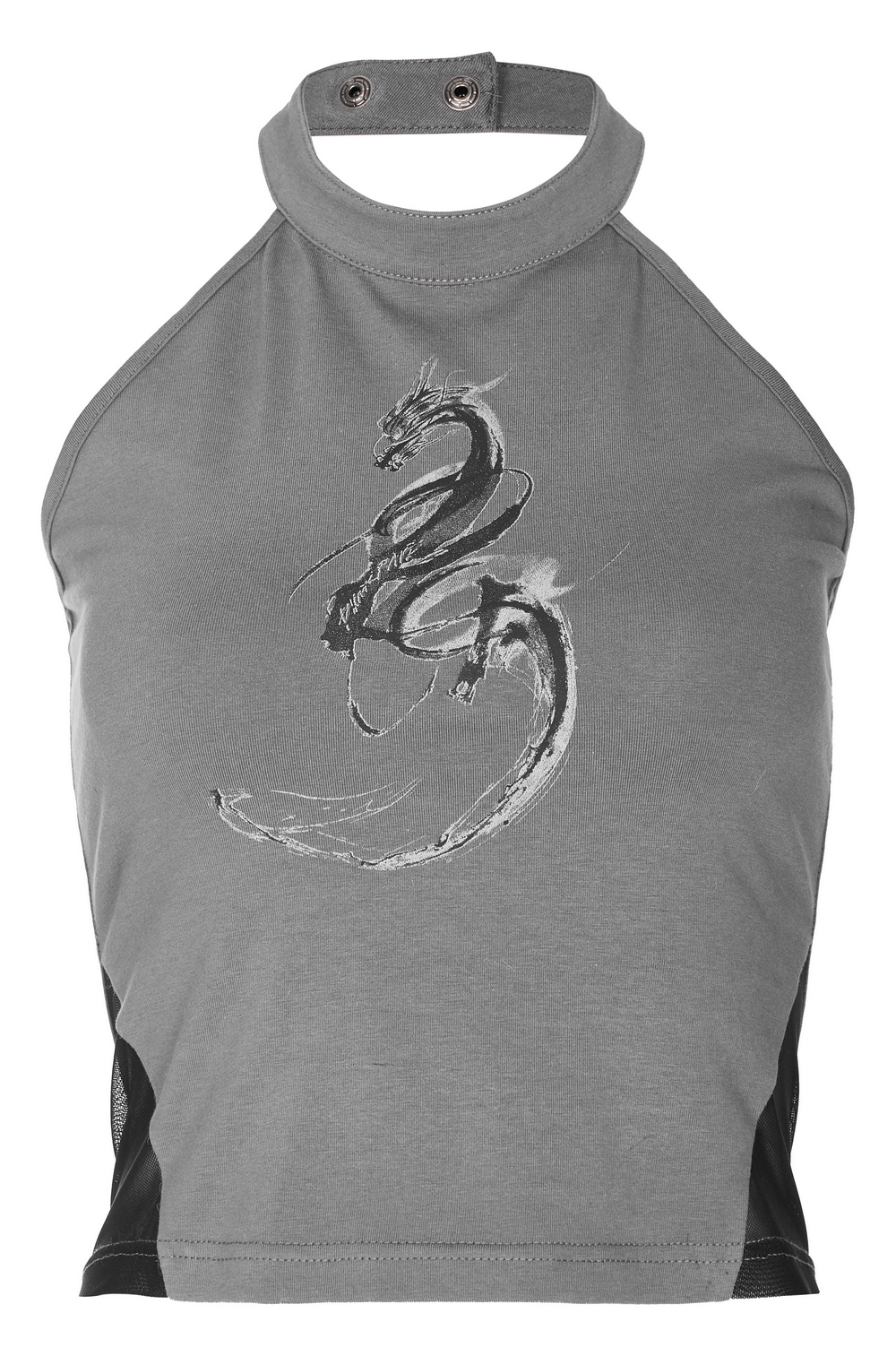 Stylish Dragon Print Halter Neck Top Camisole
