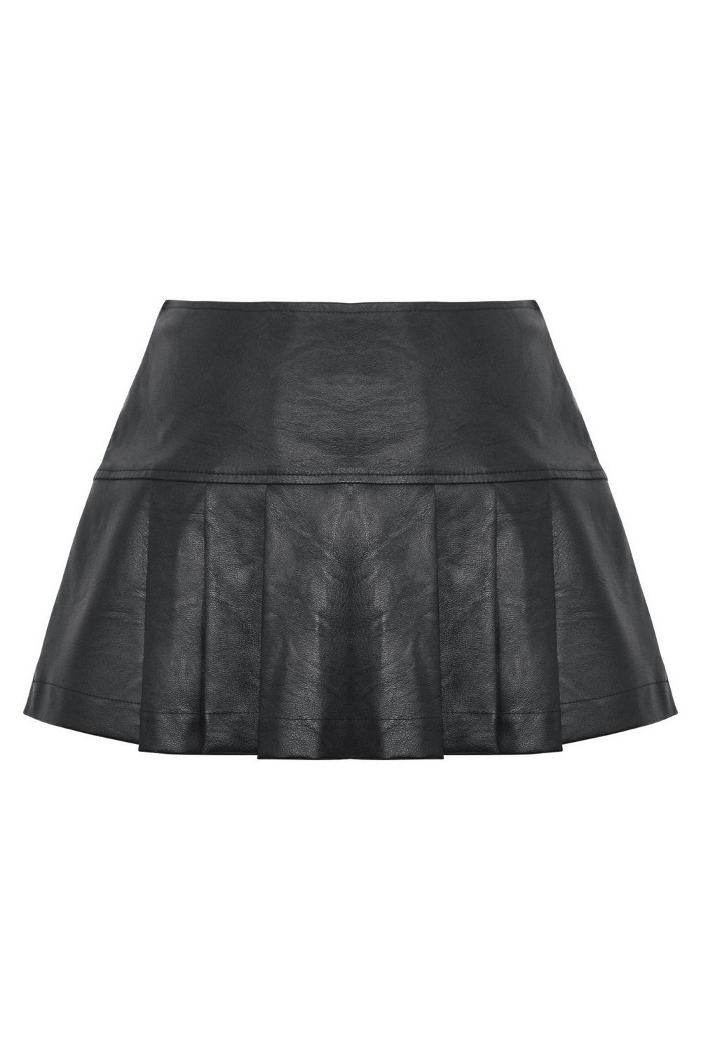 Stylish Faux Leather Pleated Mini Skirt with Buckle