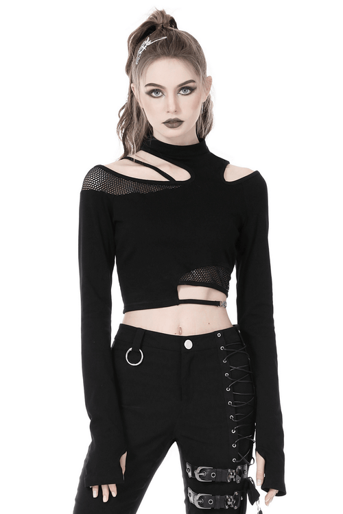 Stylish Female Asymmetrical Off-the-Shoulder Punk Top