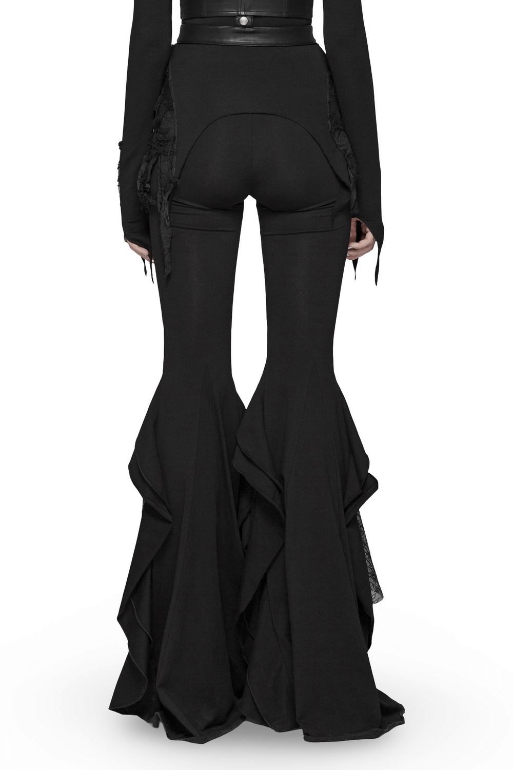 Stylish Female Flared Pants with Lace Trim Detail