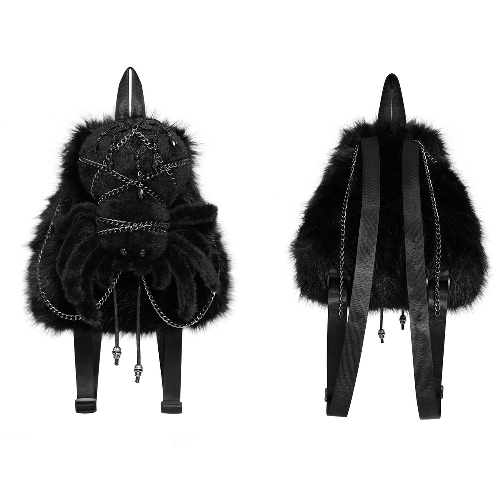 Stylischer Damen-Rucksack mit Totenkopf-Kette und Horndetail