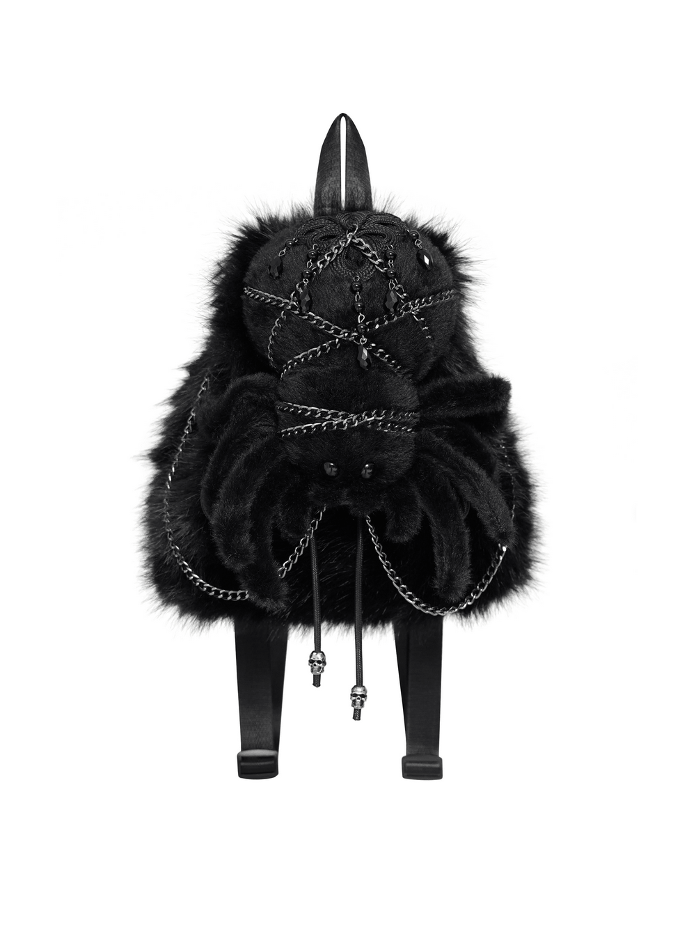 Stylischer Damen-Rucksack mit Totenkopf-Kette und Horndetail