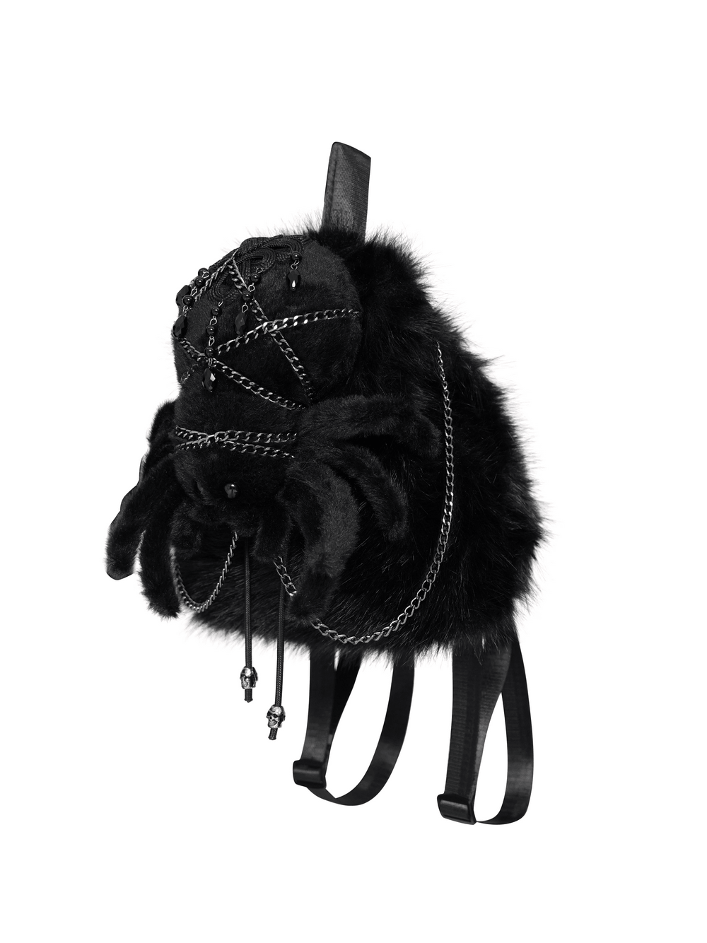 Stylischer Damen-Rucksack mit Totenkopf-Kette und Horndetail