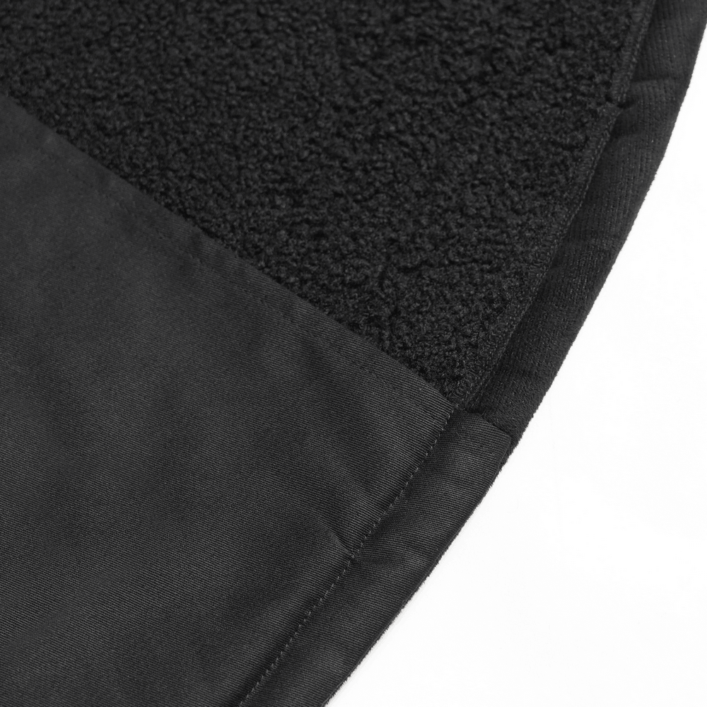 Stylish Gothic Black Cape with Spiked Shoulders, punk military cloak with metallic braid trim and dramatic black finish