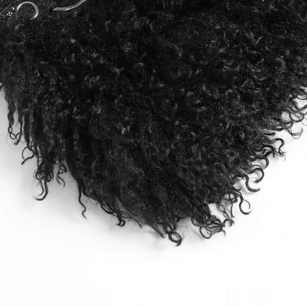 Close-up of stylish black faux fur trim, perfect for gothic fashion or edgy outfits.