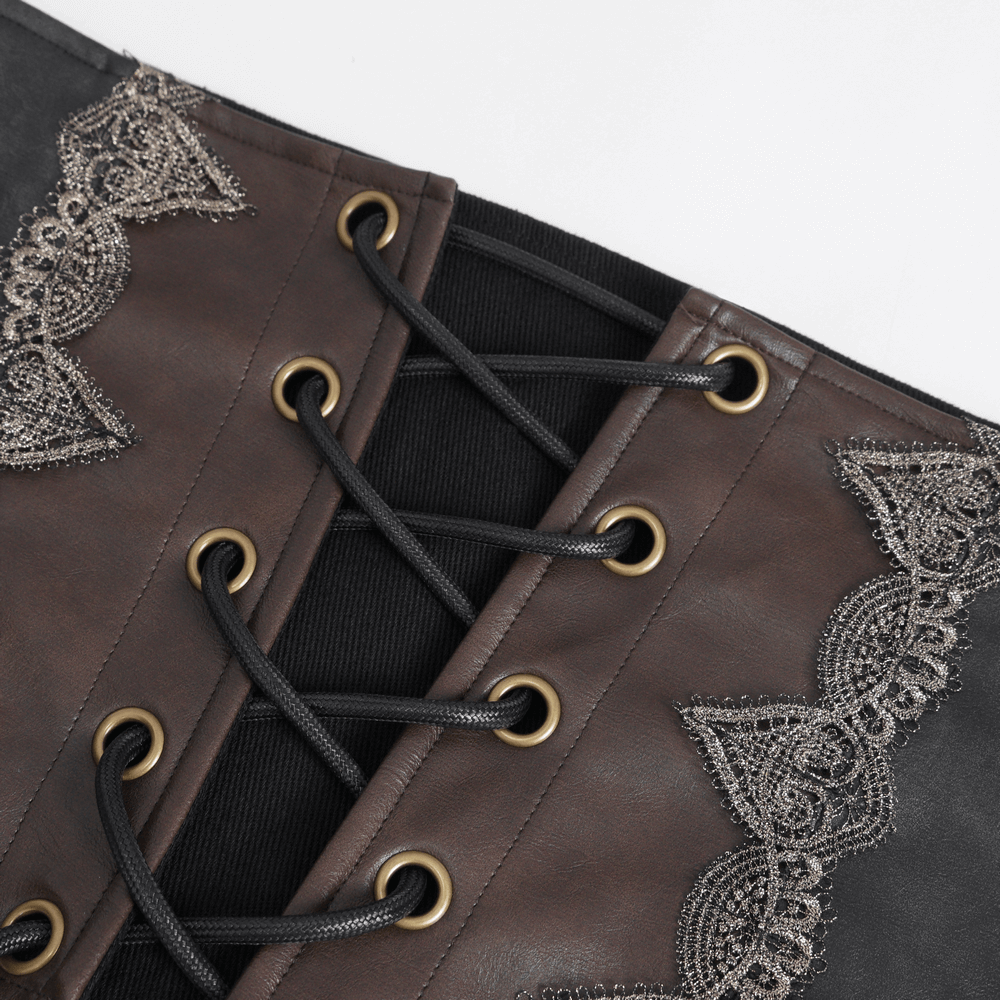 Stylish Gothic Corset Belt with Lace-Up Detail