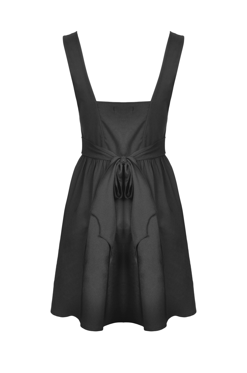 Stylish black Gothic mini dress with sweetheart neckline and flared skirt, perfect for a romantic night out.
