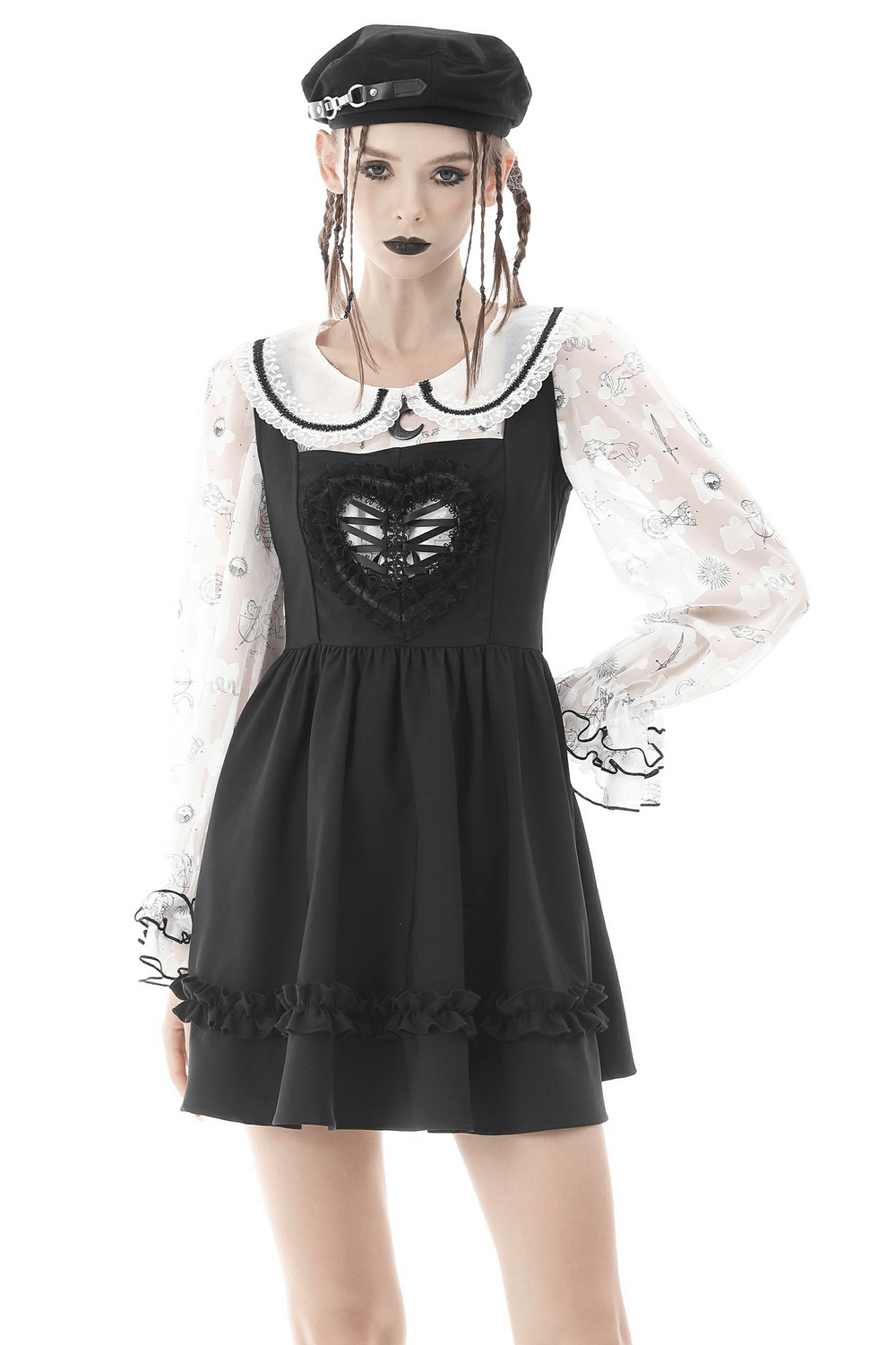 Stylish Gothic Heart-Cut Lace Mini Dress for Women