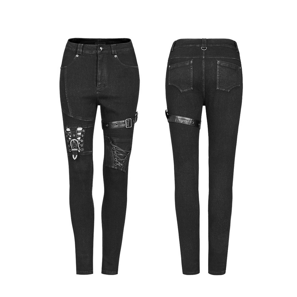Stylish Gothic Lace-Up Side Detail Skinny Jeans