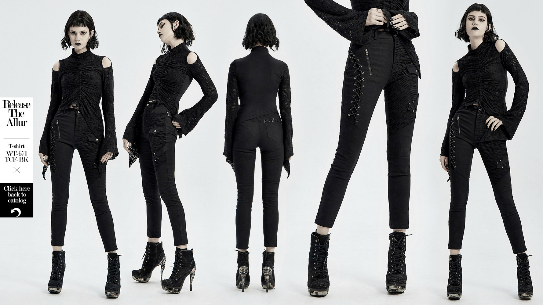 Stylish Gothic Lace-Up Side Detail Skinny Pants