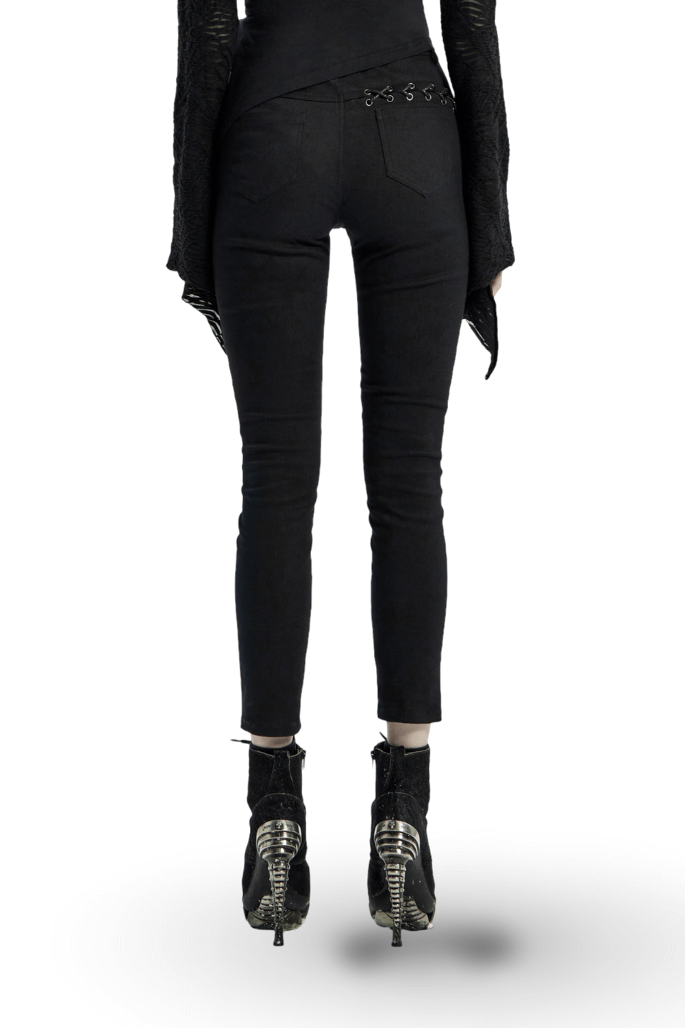 Stylish Gothic Lace-Up Side Detail Skinny Pants