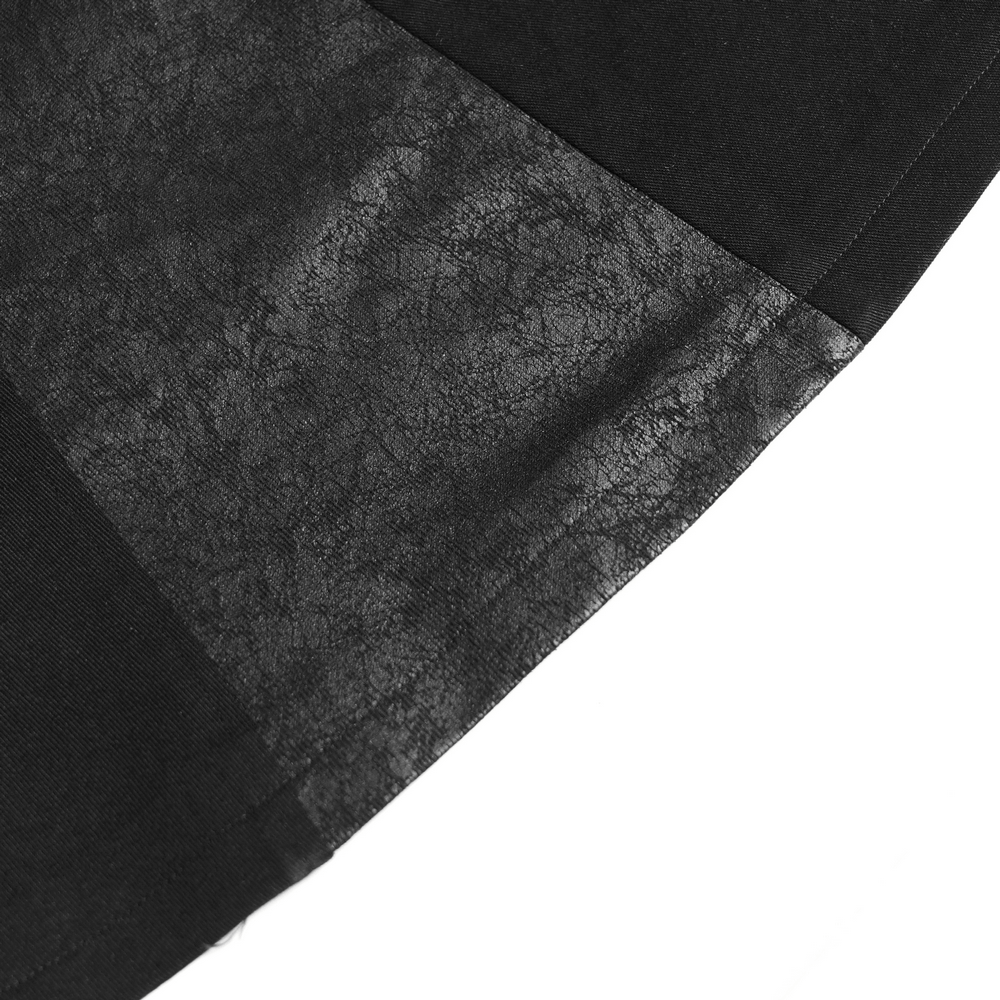 Close-up of the stylish black fabric detail on the Gothic long coat, showcasing texture and layering for a dramatic look.