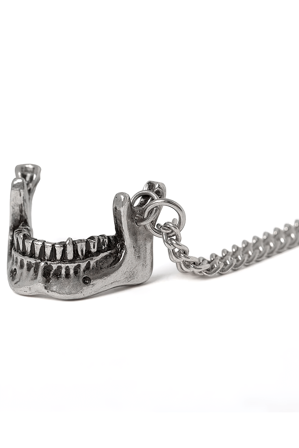 Stylish Gothic Memento Mori Jawbone Chain Pendant with a detailed lower jawbone design.