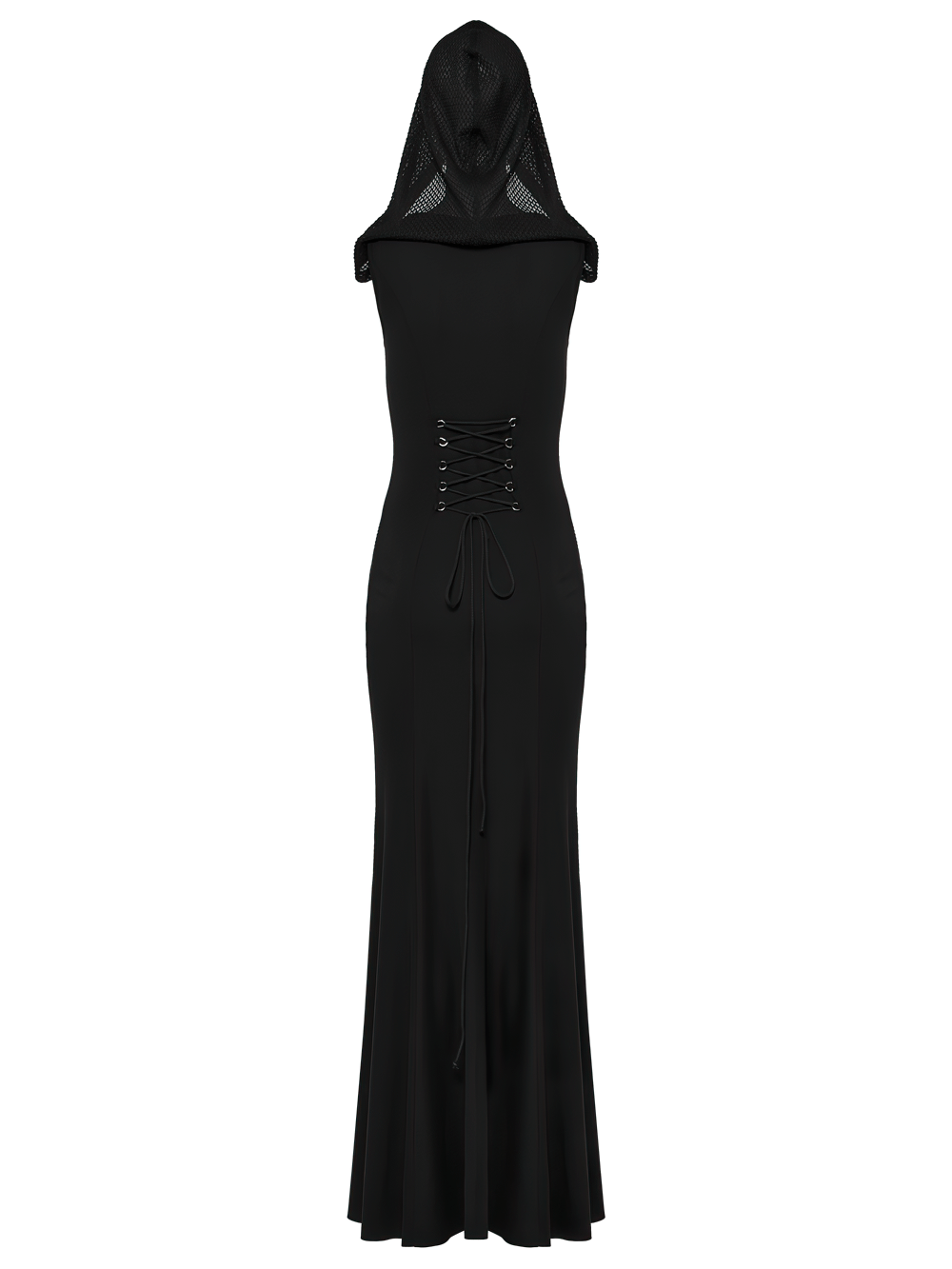 Stylish Gothic Mesh Panel Hooded Dress with Metal Details Stylish Gothic Mesh Panel Hooded Dress with Metal Details