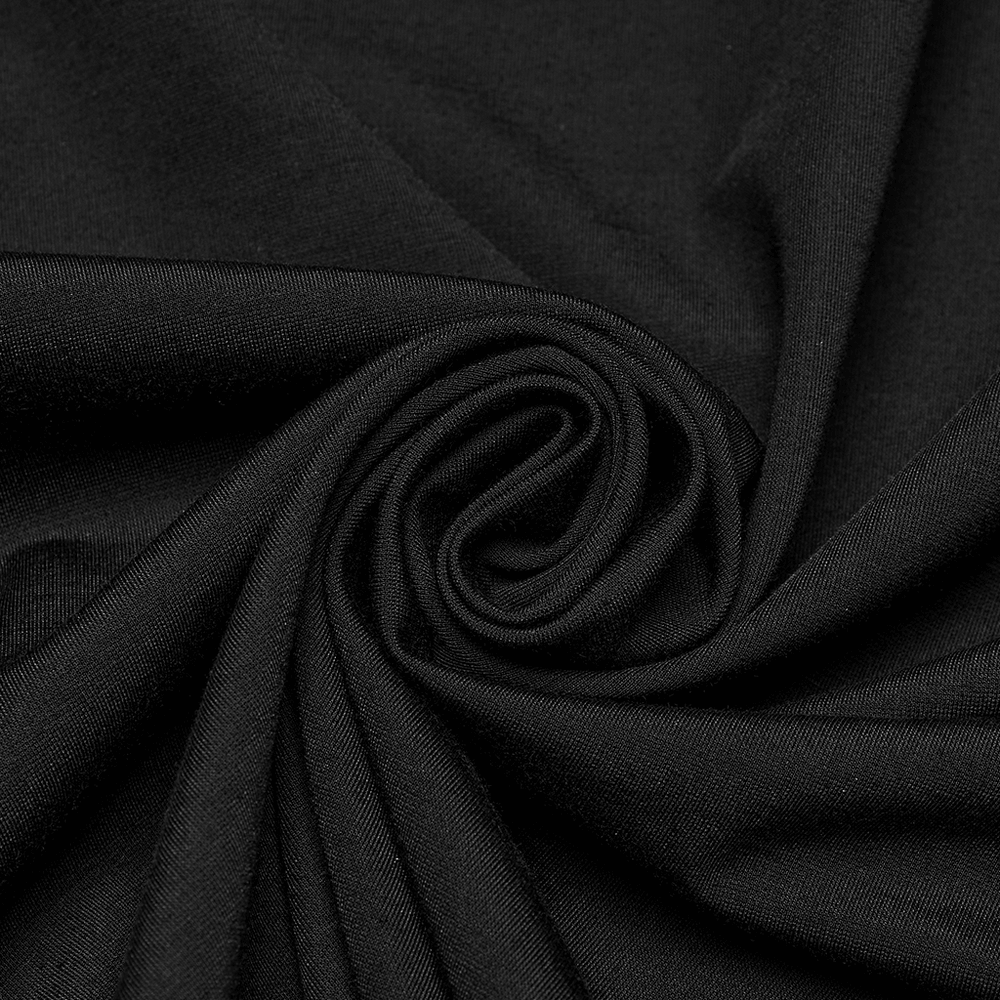 Close-up of soft black knitted fabric, perfect for stylish gothic garments and punk fashion essentials.