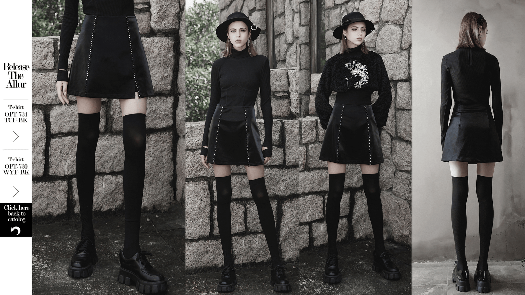 Stylish Gothic mini skirt with lacing, paired with black thigh-high socks and chic footwear, exuding punk rave style.