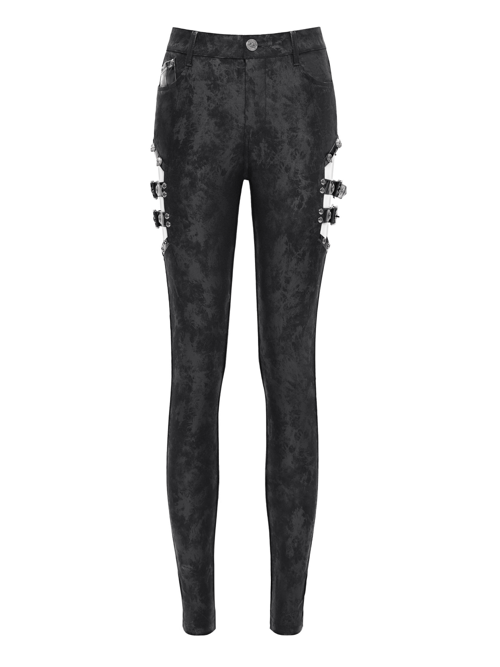 Stylish Gothic pants with side buckles and pockets for edgy, fashionable looks.