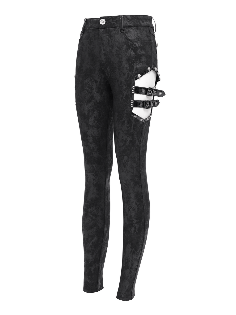 Stylish Gothic pants with side buckles and pockets for edgy fashion looks, designed for unique aesthetics.