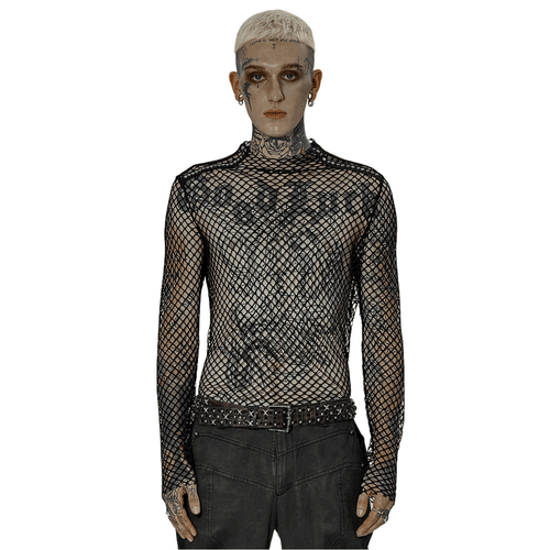Stylish Gothic Punk Rhombus Mesh Top for Edgy Style
