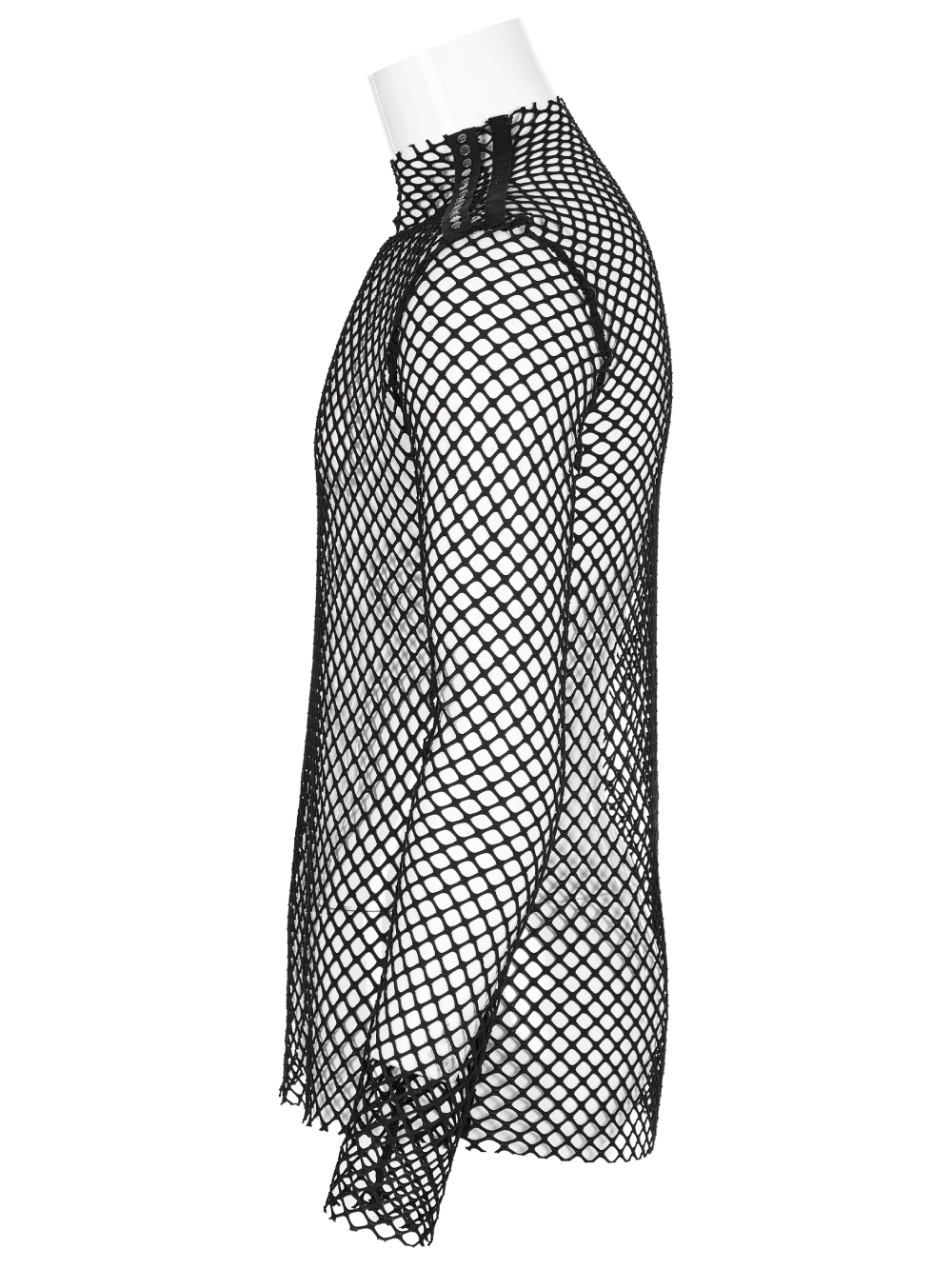 Stylish Gothic punk fishnet mesh top with edgy design and unique webbing details.