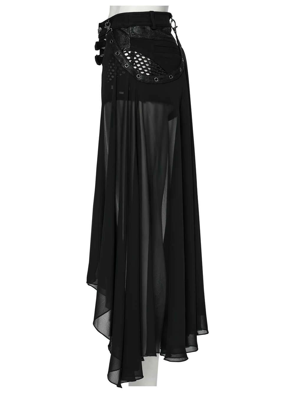 Stylish Gothic shorts featuring a detachable chiffon cape for a unique, edgy look perfect for any alternative fashion lover.