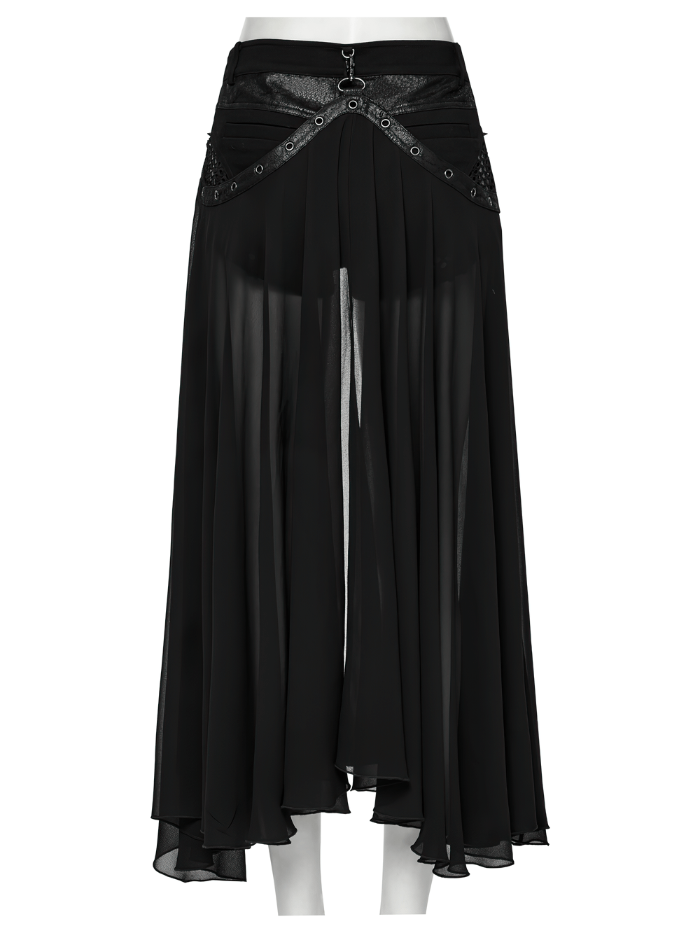 Stylish gothic shorts featuring a detachable chiffon cape, perfect for a dramatic and trendy look.