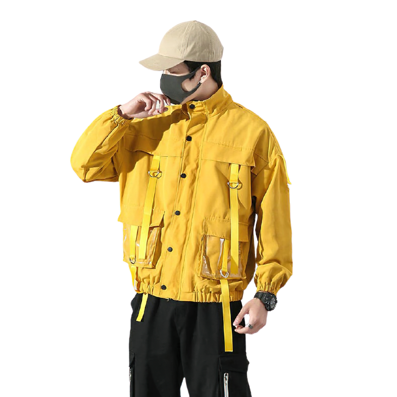 Stylish Jackets for Men / Military Streetwear Jacket with Ribbons and Pockets in Alternative Style - HARD'N'HEAVY