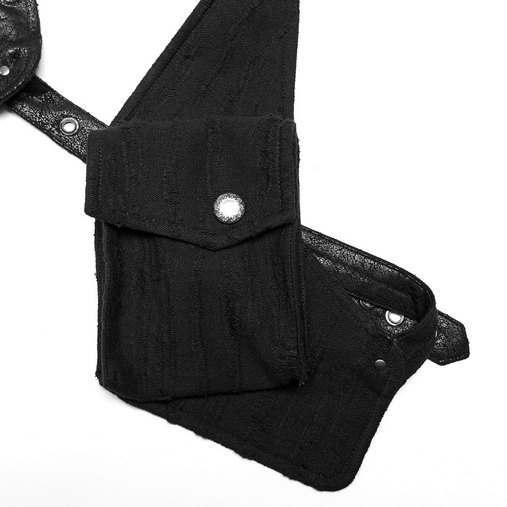 Stylish knitted and leather harness with pockets, perfect for a trendy yet tactical look.