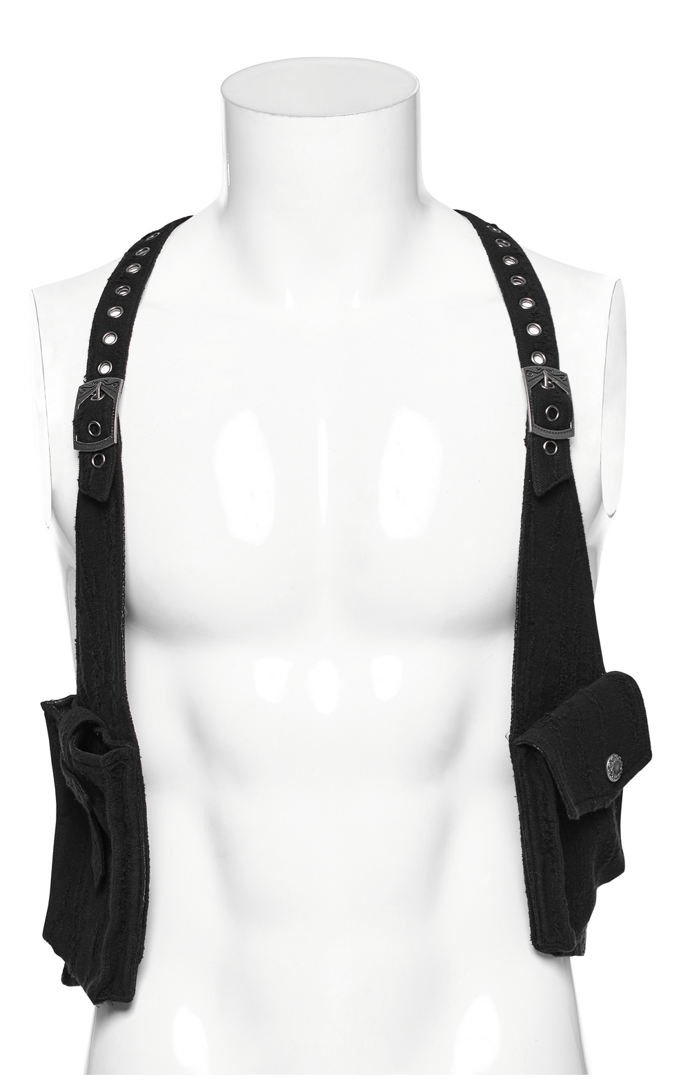 Stylish knitted and leather holster harness with pockets for a trendy, rugged look.