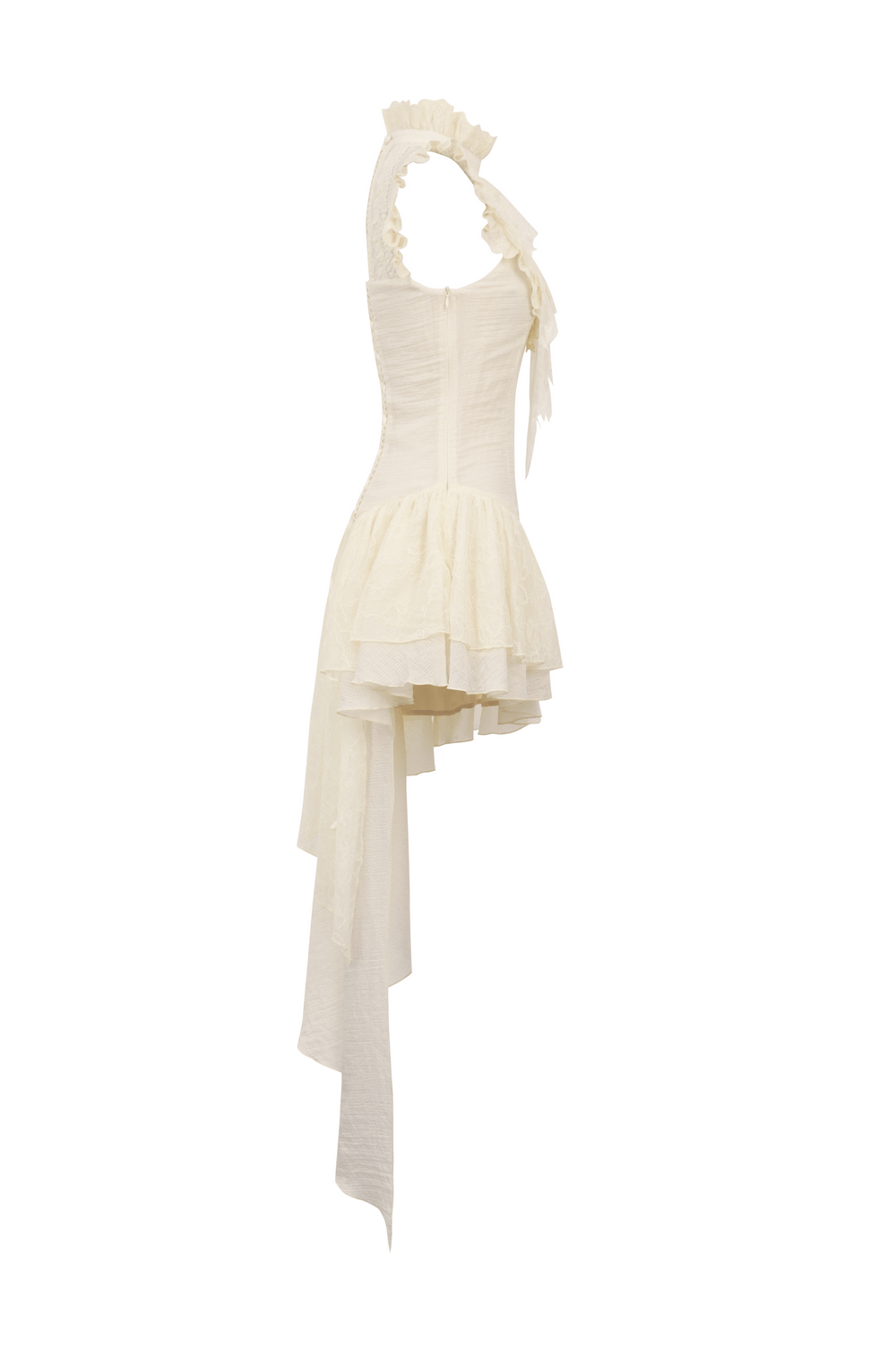 Stylish Lace and Ruffle Asymmetrical Dress for Women