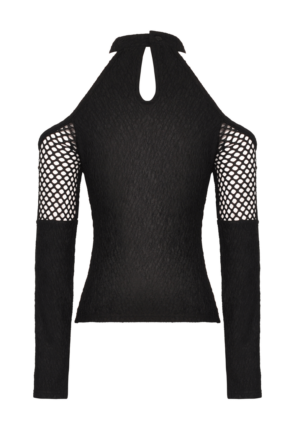 Stylish Lace Top with Cutouts and Lace-Up Sleeves