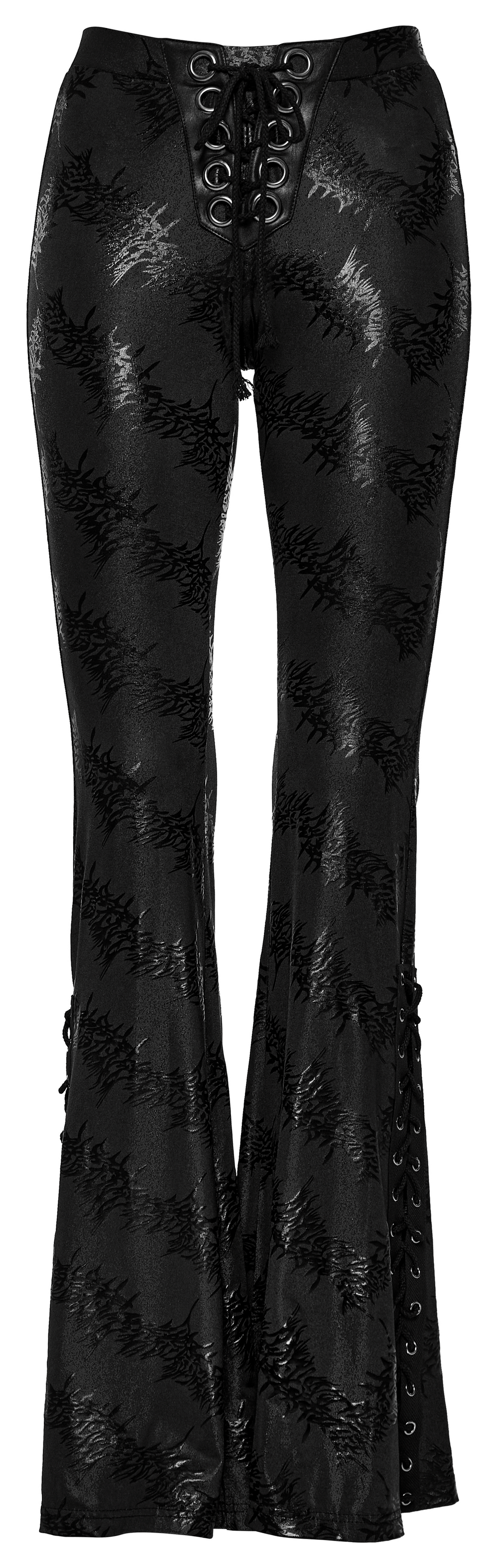 Stylish Lace-Up Flared Pants with Sparkling Tree Texture