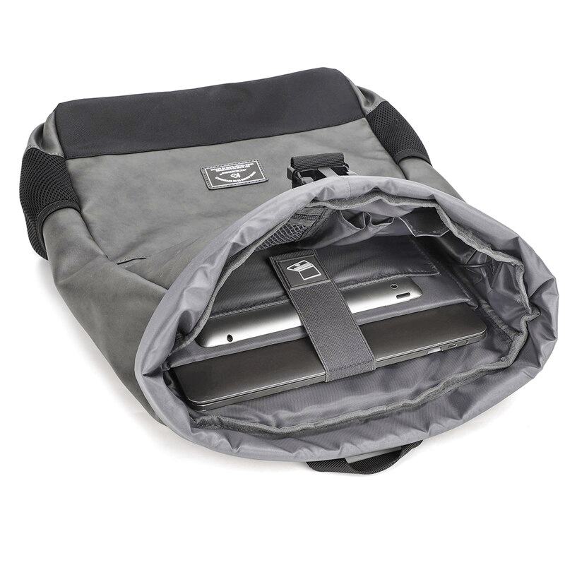 Interior view of a stylish large capacity laptop backpack featuring padded laptop compartment and organized storage.