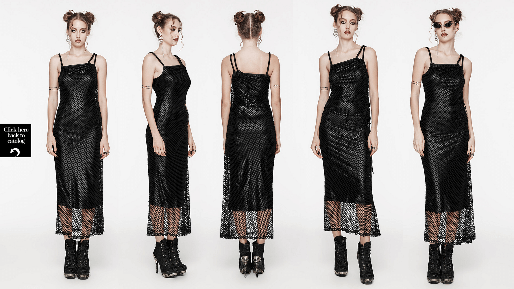 Stylish Long Dress with Mesh and Asymmetric Straps