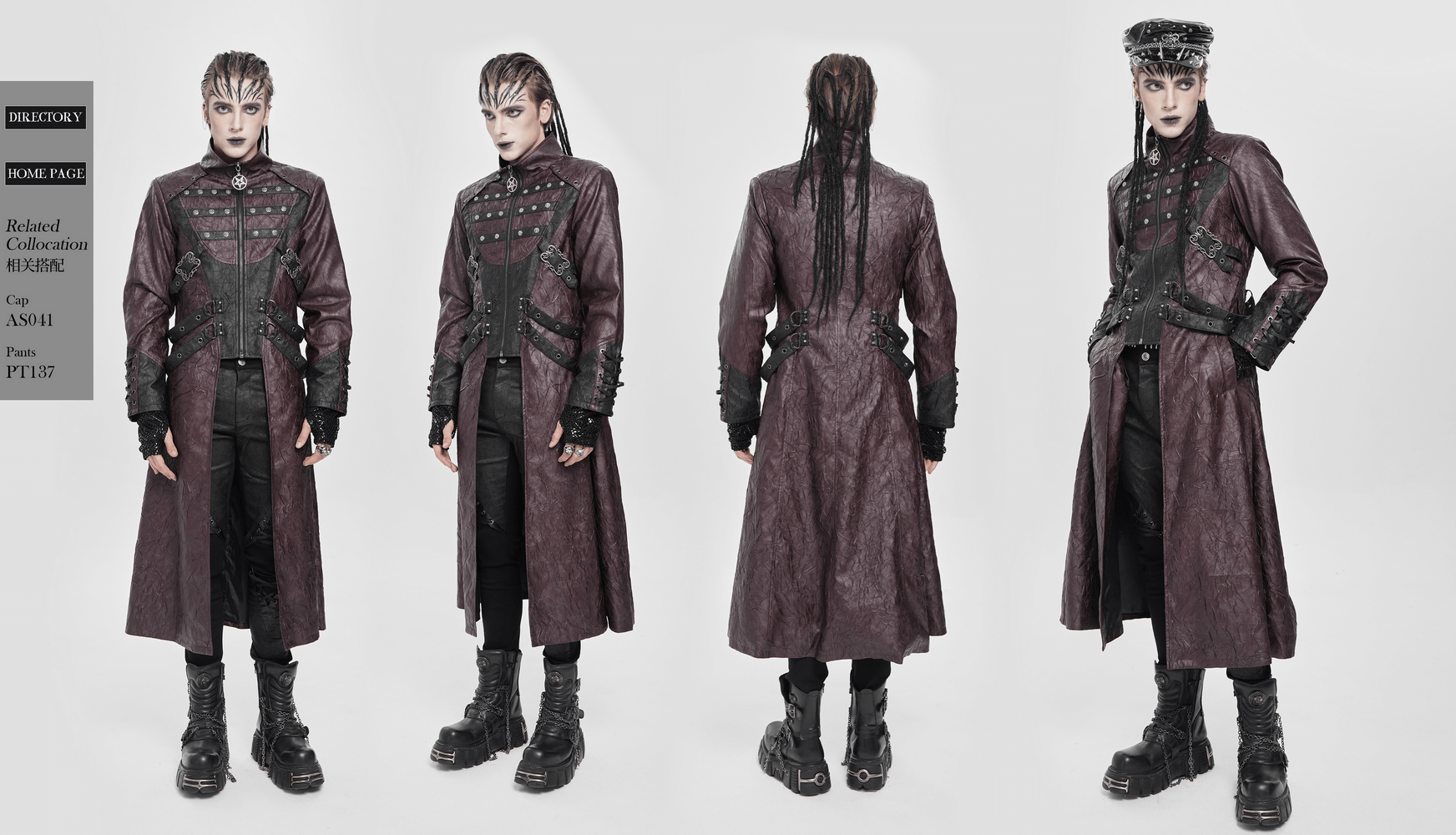 Stylish Longline Punk and Steampunk Buckle Coat featuring a unique design with intricate buckles and stylish detailing.