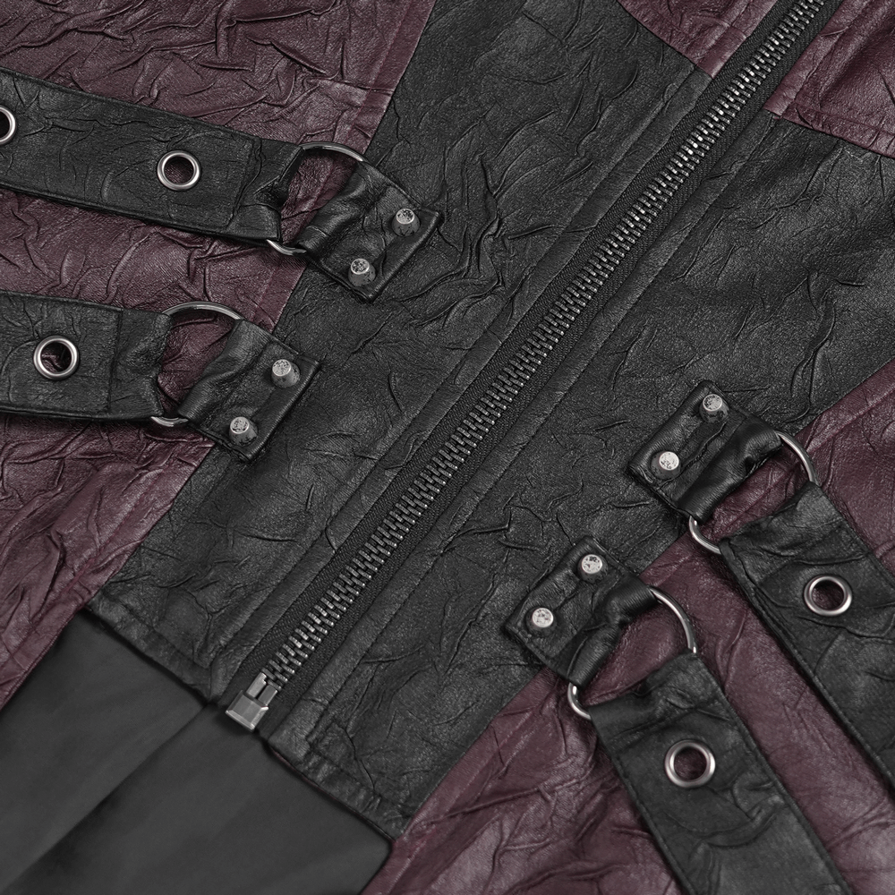 Close-up of the Stylish Longline Punk and Steampunk Buckle Coat showcasing its unique buckle design.