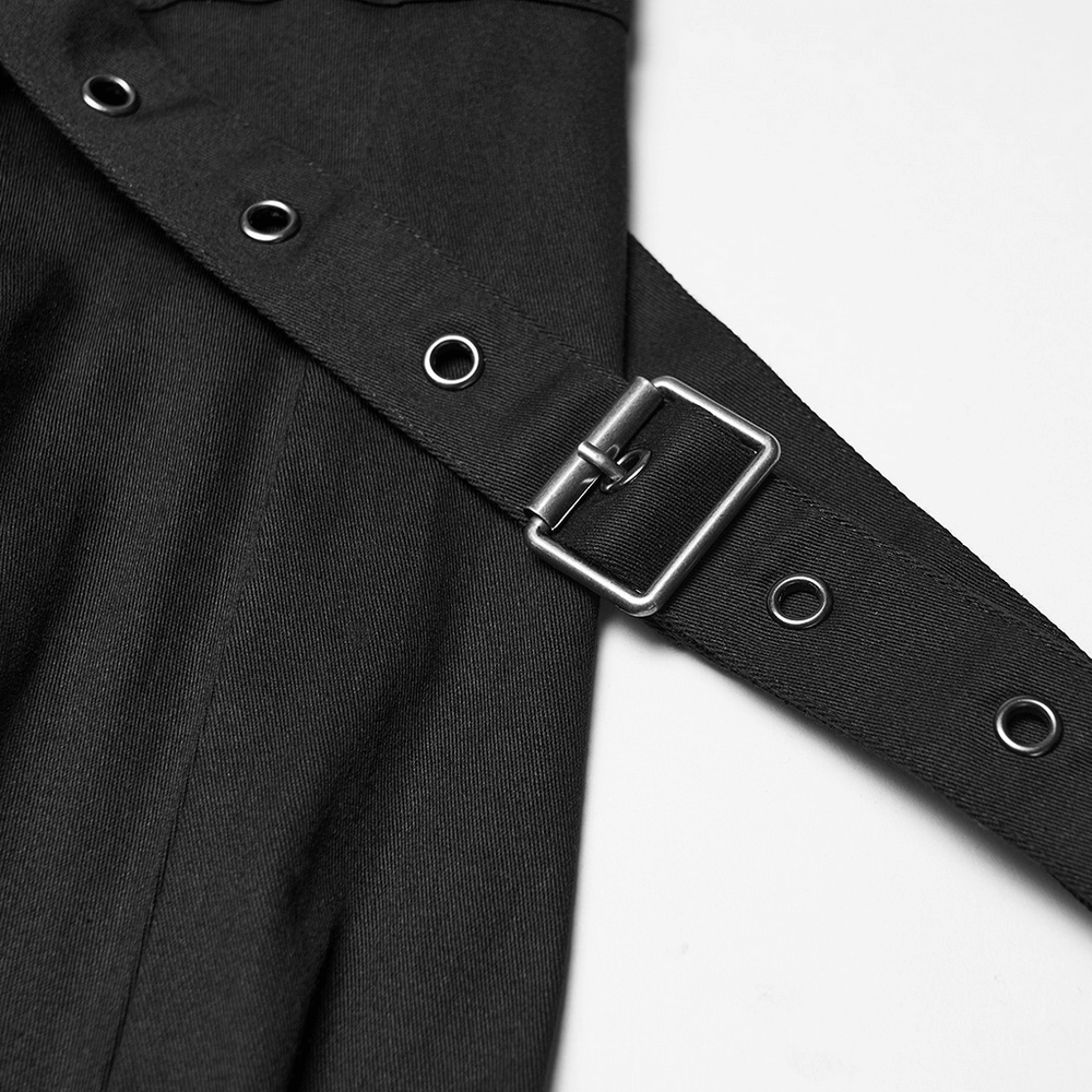 Stylish Men's Cyberpunk Loose Cargo Pants with Straps close-up of adjustable strap detail