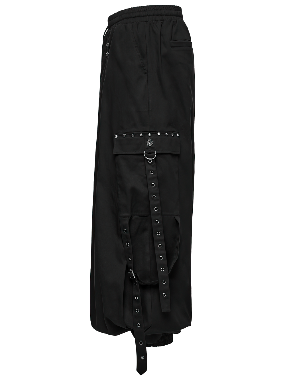 Stylish Men's Cyberpunk Loose Cargo Pants with Straps, featuring elastic waistband and utility pockets.