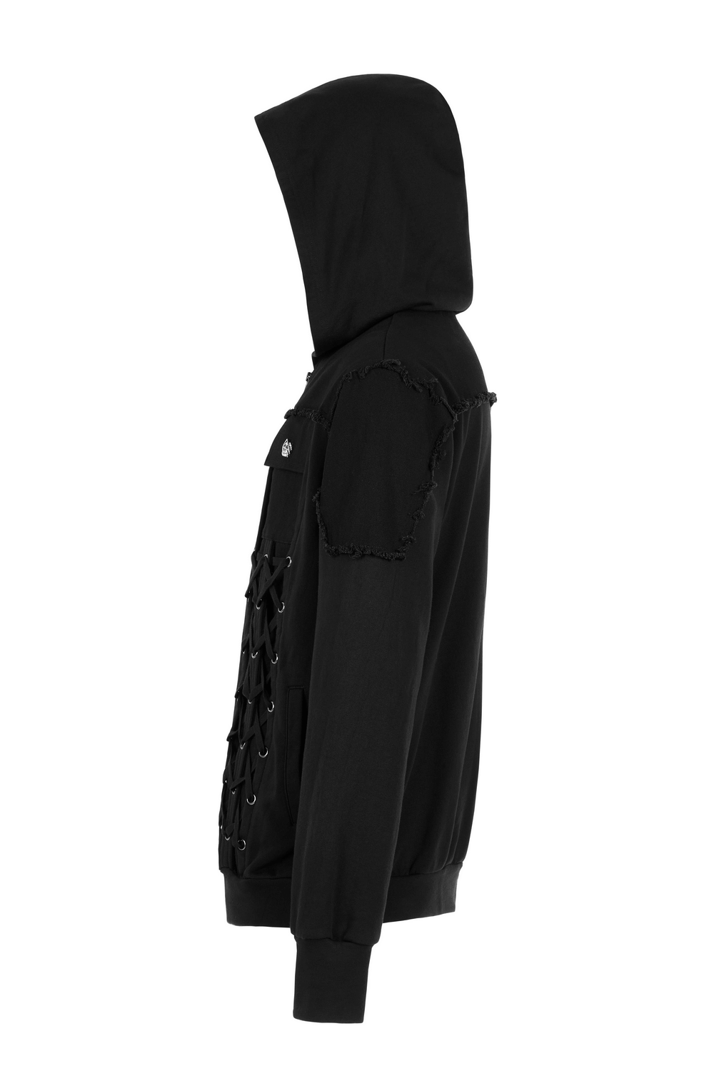 Stylish Men's Gothic Jacket with Lace-Up Front And Hood - HARD'N'HEAVY