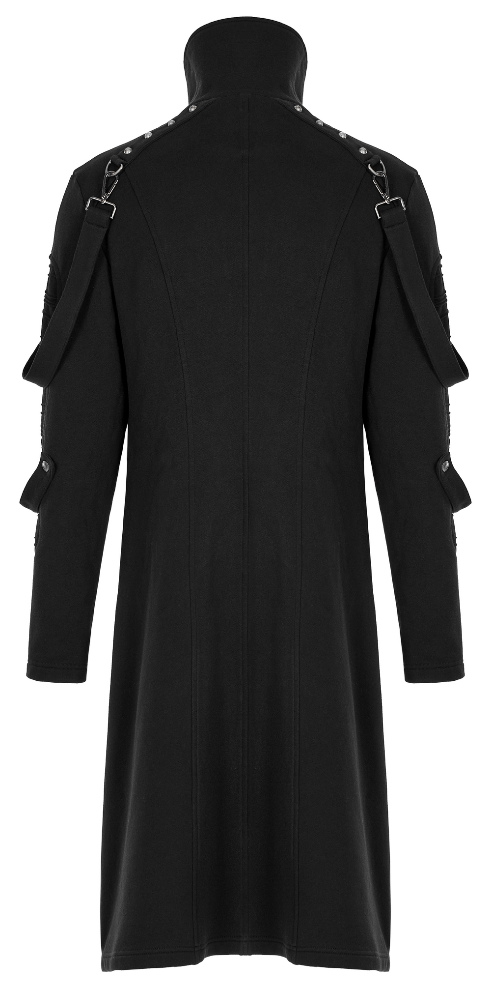 Stylish Men's Gothic Trench Coat With Asymmetric High Collar - HARD'N'HEAVY