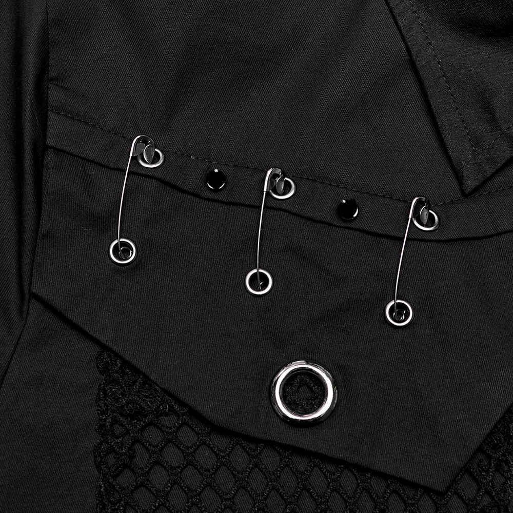 Stylish Men's Punk Short Sleeves Shirt with Pins