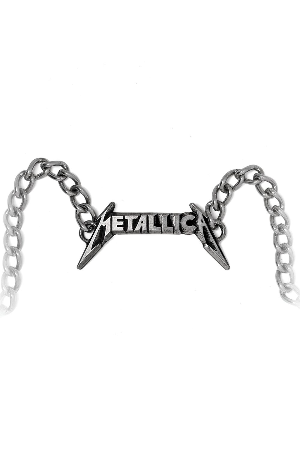 Stylish Metallica logo pewter wallet chain showcasing heavy metal flair and rugged design.