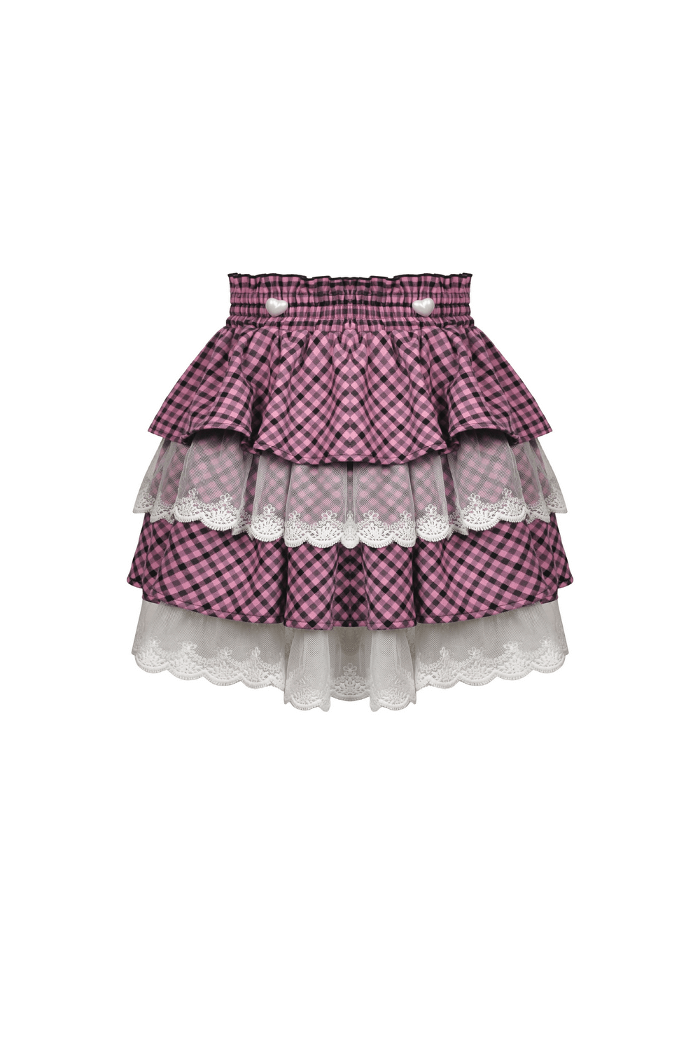 Stylish Pink Kawaii Pleated Skirt with Lace Trim
