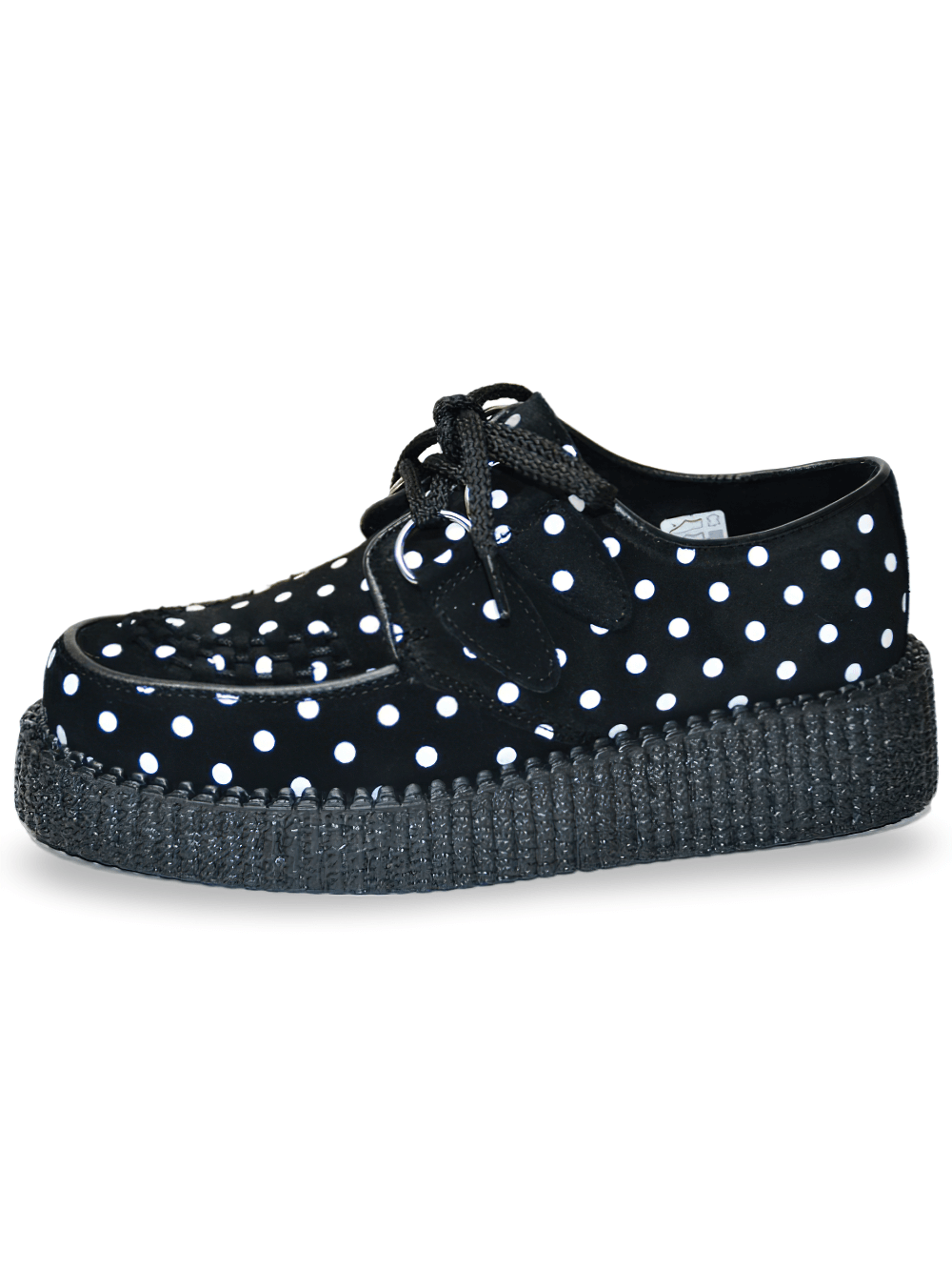 Stylish Polka Dot Black Suede Creepers with Lace-Up