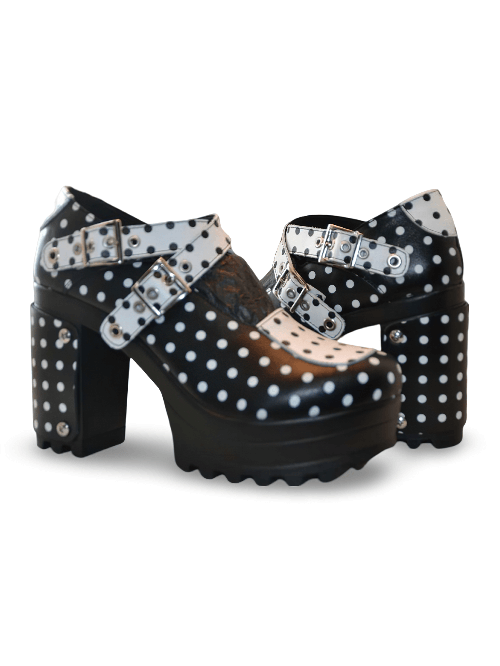 Stylish Polka Dot Platform Shoes with Buckle Straps