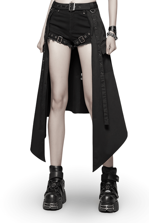 Stylish Punk Black Asymmetrical Cargo Mini Skirt