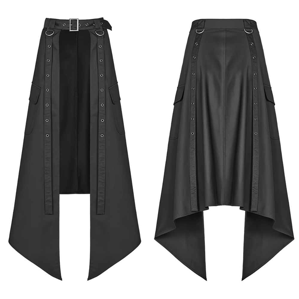 Stylish Punk Black Asymmetrical Cargo Mini Skirt