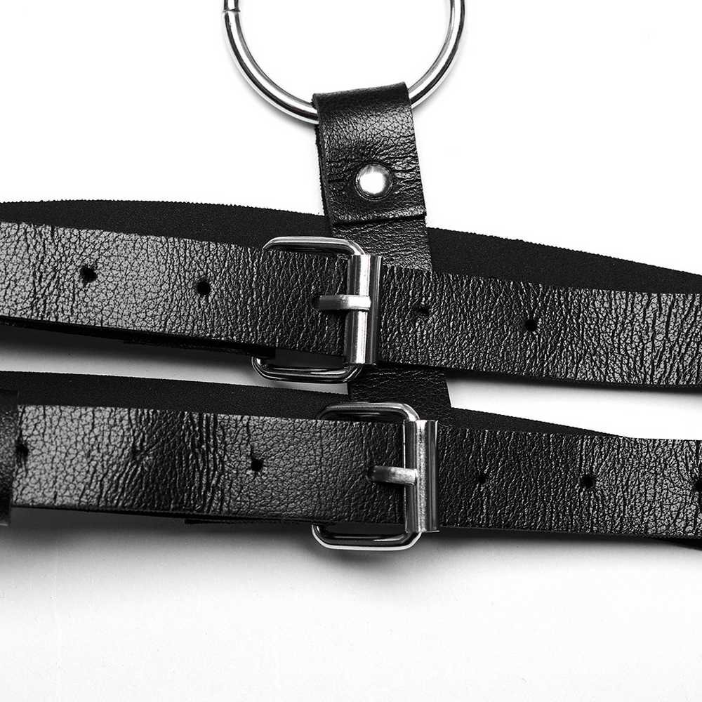 Stylish Punk Harness with Metal Rings and Adjustable Straps