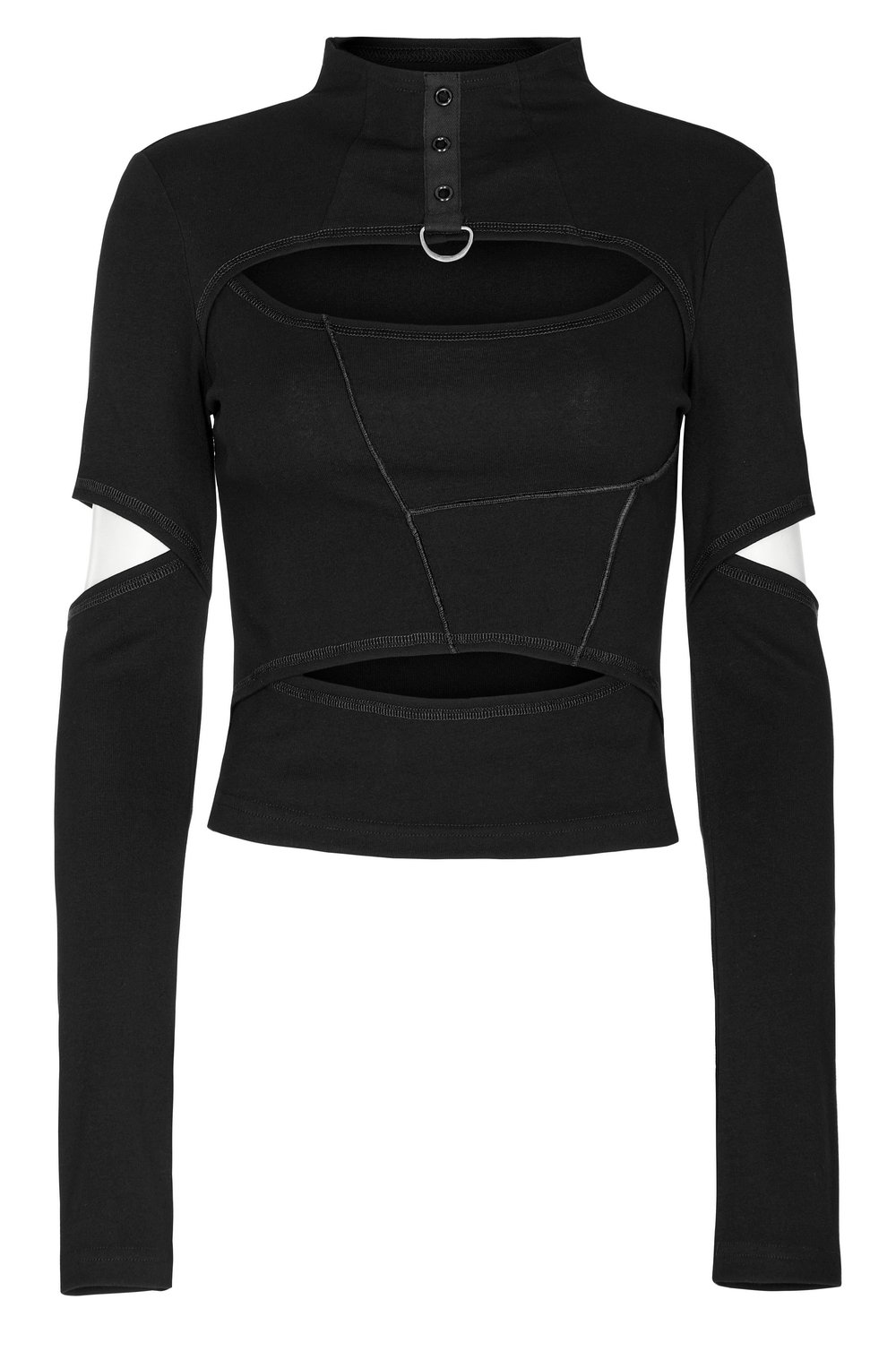 Stylish Punk Hollow-Out High Collar Top With Eyelets - HARD'N'HEAVY